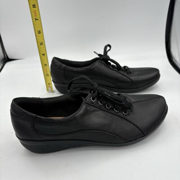 Clarks Collection Shoes Womens 7.5 Everlay Elma‎ Black Leather Oxford Lace Up - Picture 7 of 9